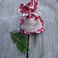 Weihnachtliche Geschenkbeutel aus rotem Baumwollstoff "Rentier" mit Beschriftung Bild 4
