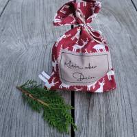 Weihnachtliche Geschenkbeutel aus rotem Baumwollstoff "Rentier" mit Beschriftung Bild 5