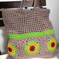 Tote Bag, Sunflower-Bag, Shopper, Granny-Square-Tasche mit Baumwollgarn gehäkelt, trendige Tasche, Granny-Square-Bag Bild 1