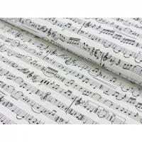 Baumwolle Baumwollstoff Popeline Notenschlüssel Noten Musik weiss (1m/ 11,00€) Bild 1
