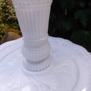 Antiker Tafelaufsatz Teller Vase Opalglas Opalinglas Milchglas Pressglas Bild 3