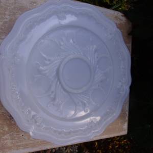 Antiker Tafelaufsatz Teller Vase Opalglas Opalinglas Milchglas Pressglas Bild 4