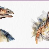 Dinosaurier Dinos - PNG Bilder Bundle, 12 Hochauflösende Aquarell Grafiken, Transparenter Hintergrund Bild 10