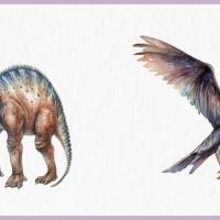 Dinosaurier Dinos - PNG Bilder Bundle, 12 Hochauflösende Aquarell Grafiken, Transparenter Hintergrund Bild 6