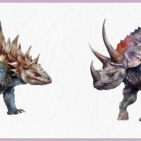 Dinosaurier Dinos - PNG Bilder Bundle, 12 Hochauflösende Aquarell Grafiken, Transparenter Hintergrund Bild 7