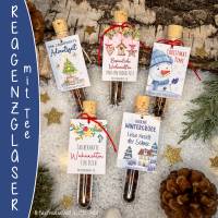 Tee Reagenzgläser weihnachtlich, personalisierte Geschenke, Früchtetee im Reagenzglas Bild 1