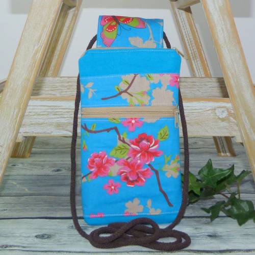Handytasche zum Umhängen oder Gürteltasche Blumen-Motiv