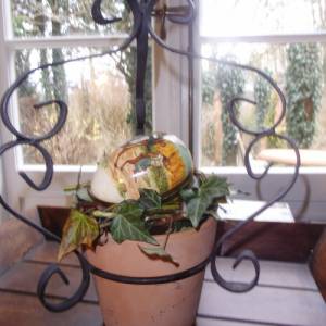 2 x Blumenampel Pflanzenhänger Hanging Basket Hängetopf Übertopf  Eisen Landhaus Cottage Bild 3