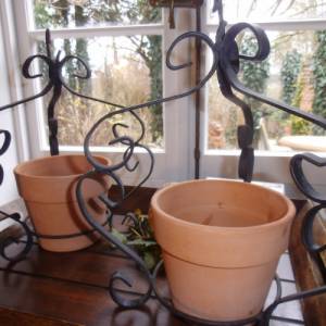 2 x Blumenampel Pflanzenhänger Hanging Basket Hängetopf Übertopf  Eisen Landhaus Cottage Bild 9