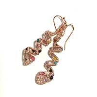 Rosa bunte handgemachte Ohrringe Spiralperle rosegoldfarben Geschenk für sie Paisley Bild 2