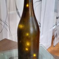 Dekorative Flasche mit LED Lichtdraht, handbemalt in Kupfer und Blaumetallic Bild 10