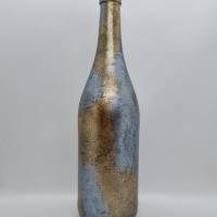 Dekorative Flasche mit LED Lichtdraht, handbemalt in Kupfer und Blaumetallic Bild 4