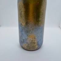 Dekorative Flasche mit LED Lichtdraht, handbemalt in Kupfer und Blaumetallic Bild 6