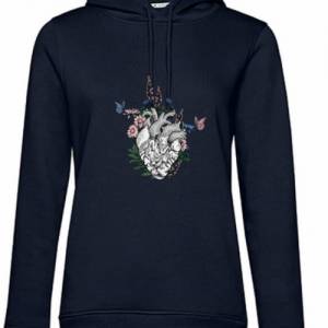 Hoodie Damen- Sweater mit einzigartigen Prints aus Bio Baumwolle ,,Floral Herz'' Bild 2
