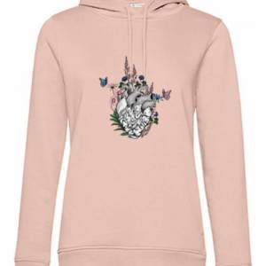 Hoodie Damen- Sweater mit einzigartigen Prints aus Bio Baumwolle ,,Floral Herz'' Bild 3