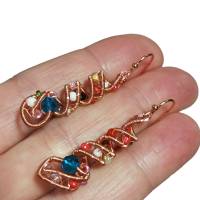 Bunte handgemachte Ohrringe Spiralperle kupfer rosegoldfarben Geschenk für sie Paisley Bild 3