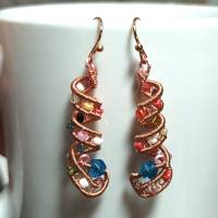 Bunte handgemachte Ohrringe Spiralperle kupfer rosegoldfarben Geschenk für sie Paisley Bild 4