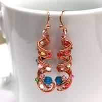 Bunte handgemachte Ohrringe Spiralperle kupfer rosegoldfarben Geschenk für sie Paisley Bild 5