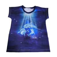 Kurzarmshirt / T-Shirt gr. 104/110 Delfin/Delphin handmade Bild 1