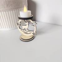 Teelichthalter aus Holz Schneeflocke, Rentier oder Stern Design | Winter Dekoration | Kerzenhalter Geschenkidee Bild 6