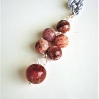 Anhänger mit echten Feuerachat-Perlen, Bergkristallwürfel und Miniperlen sowie einem silbernen 80 cm langen T Bild 1