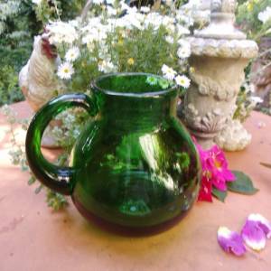 Vase Glasvase Krug Grün Blumenvase Wasserkrug Landhaus Cottage Bild 1