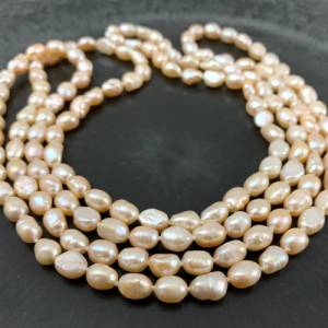 Endlose Perlenkette geknotet, ca 150 cm lang, Süßwasserperlen, super lange Kette - S8 Bild 4