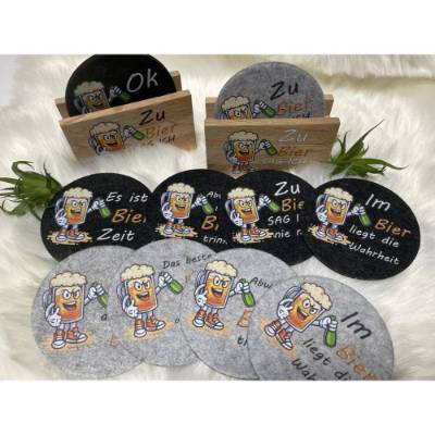 Filz Untersetzer mit Spruch Herbst | Filzuntersetzer rund Geschenkidee | Mitbringsel Glasuntersetzer mit Halter 