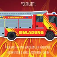 Friendly Fox Feuerwehr Einladung, 12 Feuerwehr-Auto Einladungskarten Kindergeburtstag Junge Mädchen, Fire Truck Bild 3