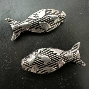 2 x versilberte Kupfer Fische, geschwärzt, 20 x 8 mm - E14 Bild 5