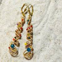 Bunte handgemachte Ohrringe Spiralperle goldfarben Geschenk für sie Paisley Double Bild 2