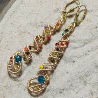 Bunte handgemachte Ohrringe Spiralperle goldfarben Geschenk für sie Paisley Double Bild 3