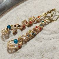 Bunte handgemachte Ohrringe Spiralperle goldfarben Geschenk für sie Paisley Double Bild 4