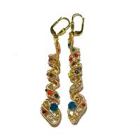 Bunte handgemachte Ohrringe Spiralperle goldfarben Geschenk für sie Paisley Double Bild 5