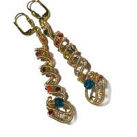 Bunte handgemachte Ohrringe Spiralperle goldfarben Geschenk für sie Paisley Double Bild 6