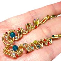 Bunte handgemachte Ohrringe Spiralperle goldfarben Geschenk für sie Paisley Double Bild 7
