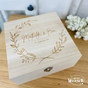 Erinnerungskiste zur Hochzeit | Personalisierte Erinnerungsbox | Holzkiste mit Gravur | Geschenk zur Hochzeit | Erinneru Bild 2