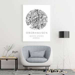 Poster OBERHAUSEN STADTPLAN mit Koordinaten | Heimatstadt | Stadtposter | Personalisiert | Map | Karte Geschenk | Kunstd Bild 4