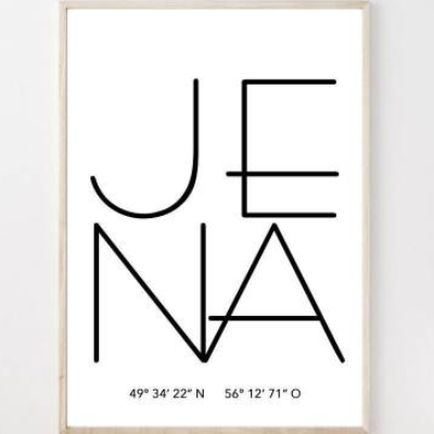 Poster JENA mit Koordinaten | Heimatstadt | Stadtposter | Personalisiert | Stadt Geschenk | Kunstdruck | Umzug Einzug |