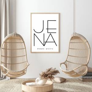 Poster JENA mit Koordinaten | Heimatstadt | Stadtposter | Personalisiert | Stadt Geschenk | Kunstdruck | Umzug Einzug | Bild 3