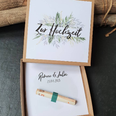 personalisiertes Geldgeschenk zur Hochzeit mit Namen | Explosionsbox Geldgeschenk | Geldgeschenk Hochzeit