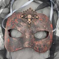 Ornament Maske "Dark Dream" mit Schimmer Effekt und Metall-Applikation Bild 1