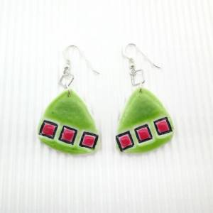 Grüne Ohrringe, handgemachte Ohrringe aus Polymer Clay, bunte Ohrringe, geometrische Ohrringe , Geschenk für Freundin Bild 2