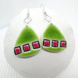 Grüne Ohrringe, handgemachte Ohrringe aus Polymer Clay, bunte Ohrringe, geometrische Ohrringe , Geschenk für Freundin Bild 3