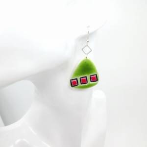 Grüne Ohrringe, handgemachte Ohrringe aus Polymer Clay, bunte Ohrringe, geometrische Ohrringe , Geschenk für Freundin Bild 4