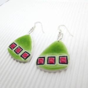 Grüne Ohrringe, handgemachte Ohrringe aus Polymer Clay, bunte Ohrringe, geometrische Ohrringe , Geschenk für Freundin Bild 7