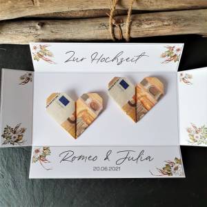 personalisiertes Geldgeschenk zur Hochzeit mit Namen Aufklappkarte | Explosionsbox Geldgeschenk | Geldgeschenk Hochzeit Bild 2
