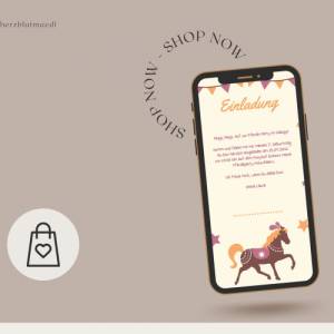 Einladung Kindergeburtstag Pferd | Pferde Geburtstag | Karte als eCard oder Whatsapp-Einladung - online oder digital ver Bild 5