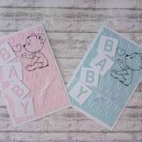 Karte zur Geburt, Babykarte, Glückwunschkarte, Baby, Bär, Handmade Bild 1