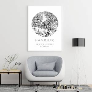 Poster HAMBURG STADTPLAN mit Koordinaten | Heimatstadt | Stadtposter | Personalisiert | Map | Karte Geschenk | Kunstdruc Bild 4